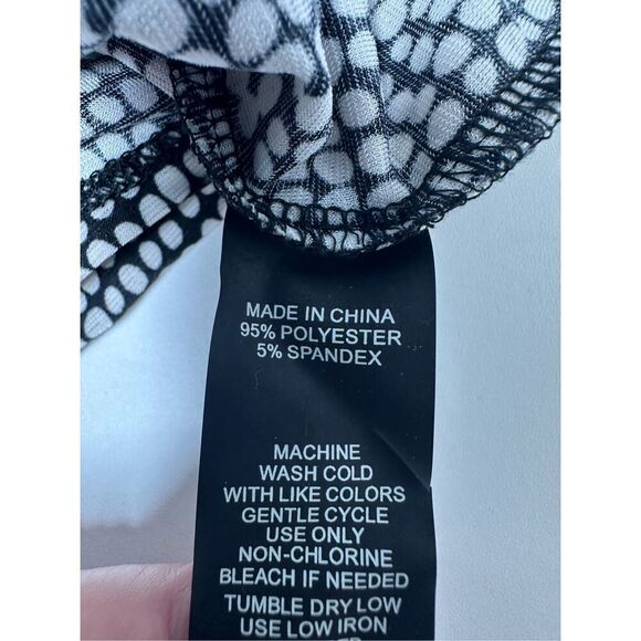Vince Camuto Sleeveless Rouched Blouse Polka Dot Black White Green Size L - Picture 8 of 9